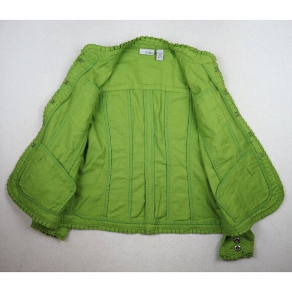 CHICO'S PLATINUM - WOMEN'S GREEN DENIM JACKET - SIZE 1 - Picture 8 of 8